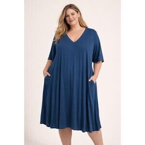 Flutter, boutique, brand clothing, plus size 2x blue dress pockets